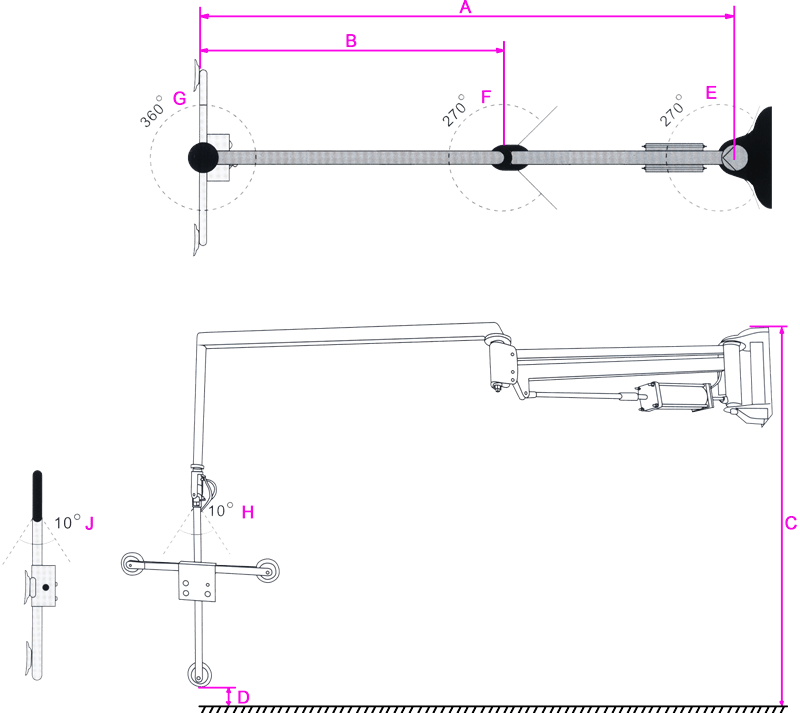 MPL-S-B Pillar Mounted Glass Slewing Manipulator Diagram MPL-S-B Pillar Mounted Glass Slewing Manipulator Diagram